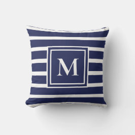 Almofada Marinho Blue Stripe Moderna Monograma Costeiro Náu
