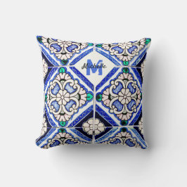 Almofada Marinho de Azulejos de Padrão Espanhol Azulejo Mon