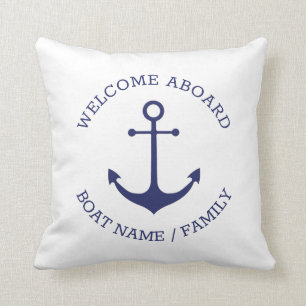 Almofada Marinho de boas-vindas personalizadas da âncora n