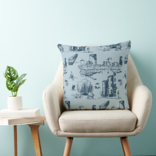 Almofada Marinho de Boston Toile no Travesseiro decorativo 