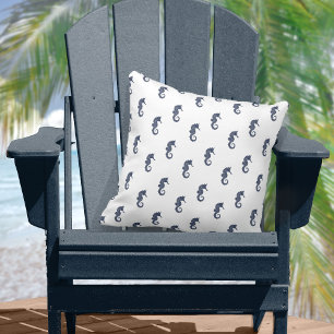 Almofada Marinho de cavalo de onda azul/Wht ID836