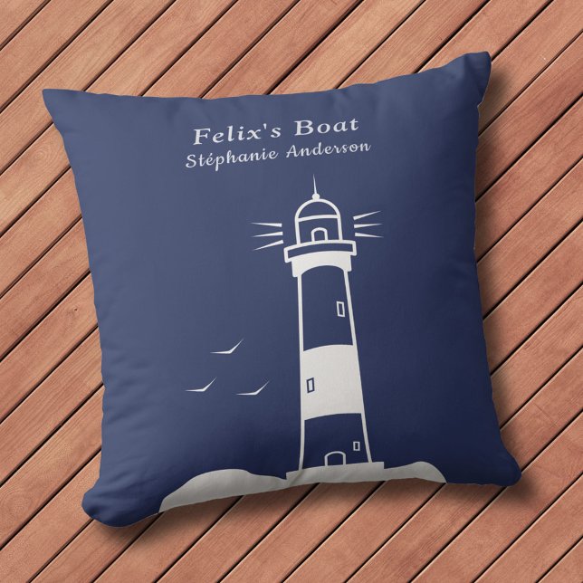 Almofada Marinho de farol azul (Lighthouse Navy Blue Pillow)