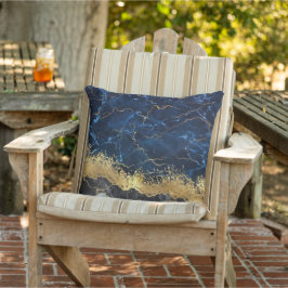 Almofada Marinho de mármore branco Agato Dourado azul