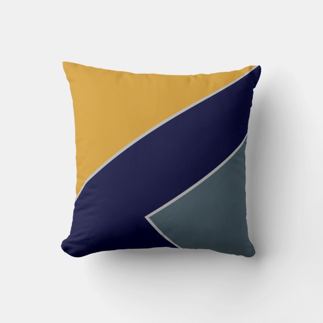 Almofada Marinho de mostarda moderna - Blue Color Block Geo (Frente)
