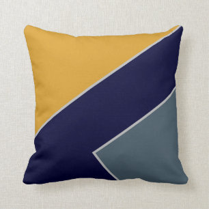 Almofada Marinho de mostarda moderna - Blue Color Block Geo