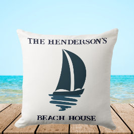 Almofada Marinho de navegação Blue Yacht Family Name Beach 