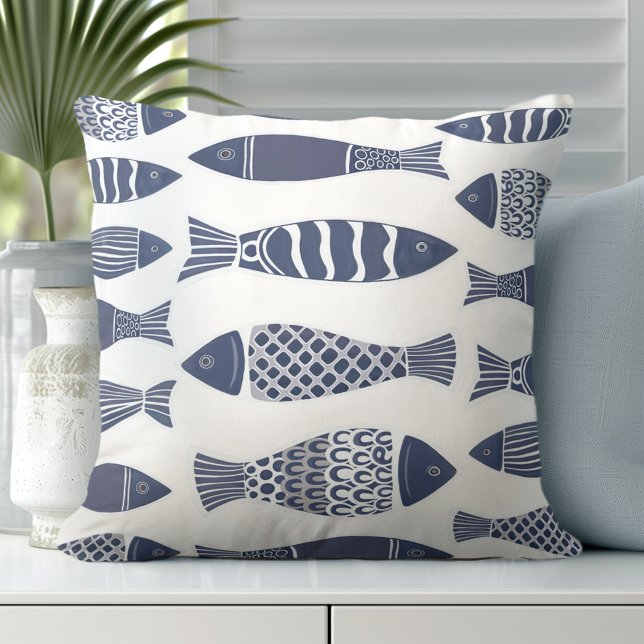 Almofada Marinho de peixe Travesseiro decorativo azul (Transform Your Room with Coastal Throw Pillows.)