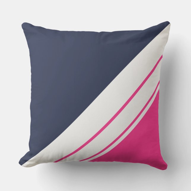 Almofada Marinho desportivo,  Azul, cor-de-rosa, com faixas (Frente)