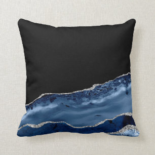 Almofada Marinho Elegante Azul e Prata