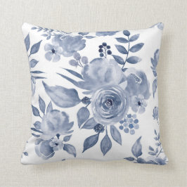 Almofada Marinho Floral de Cushion de Hamptons Azul