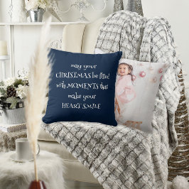 Almofada Marinho Fotográfico Cozy Christmas Quote Blue