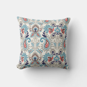 Almofada Marinho Ikat Boho Blue Turquoise Paisley Design