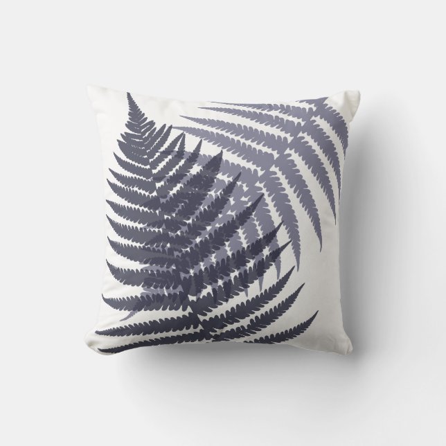 Almofada Marinho Indigo Blue Fern Leaf Patterno (Frente)