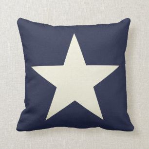 Almofada Marinho Náutico Azul e Cream Star