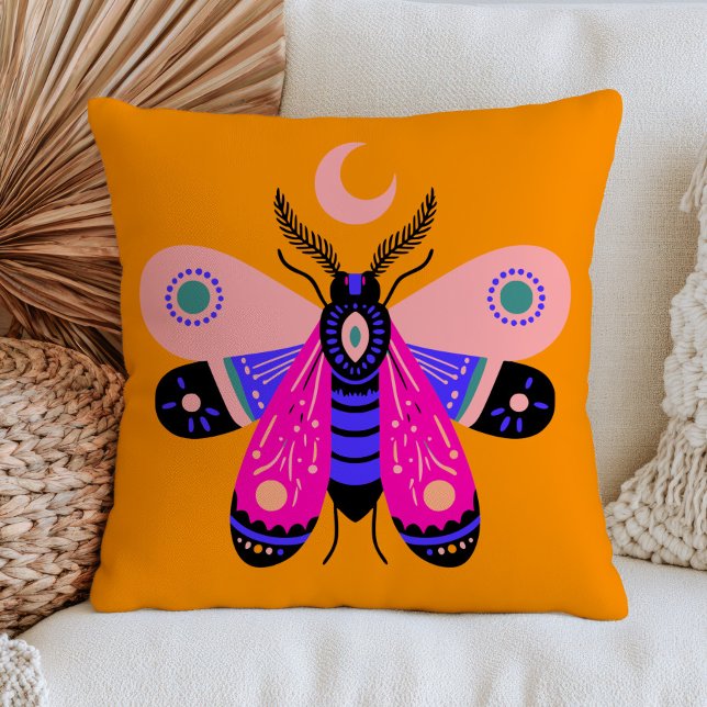 Almofada Mariposa Elegante com Lua Crescente Amarela Vibran (Criador carregado)