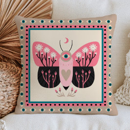 Almofada Mariposa Olho Mau Elegante Inseto Místico Pastel 