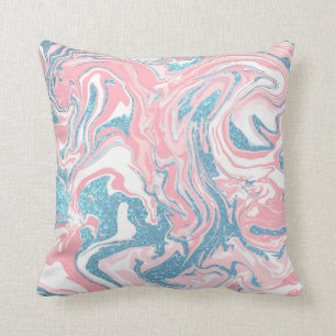 Almofada Mármaco Azul Cor-de-Rosa Branco Moderno