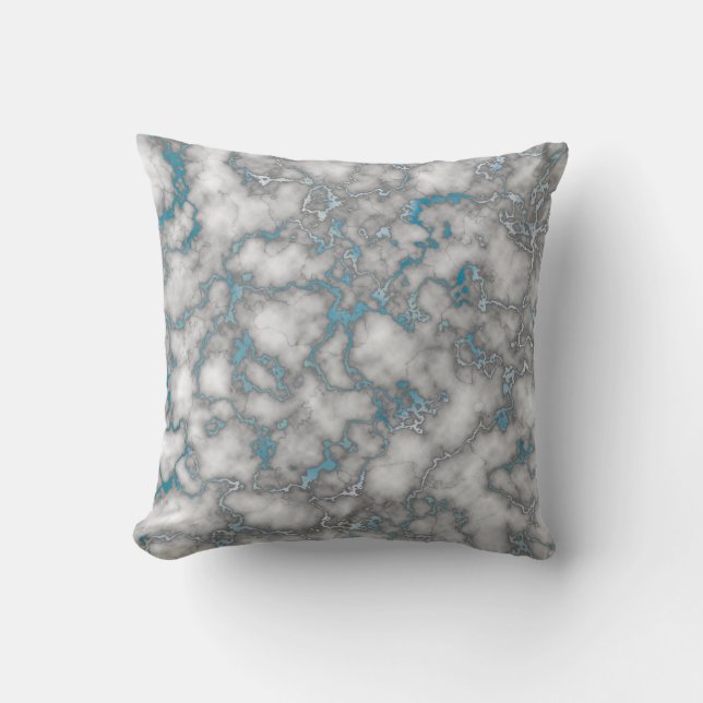 Almofada Mármore Azul Branco Elegante (Frente)