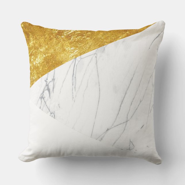 Almofada Mármore branco e Dourado (Frente)