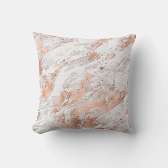 Almofada Mármore Brilhante Branco Dourado Rosa Bonito   (Frente)