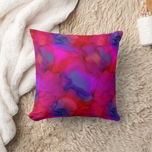 Almofada Mármore Fluido Azul Roxo Rosa Magenta Neon (Cobertor)