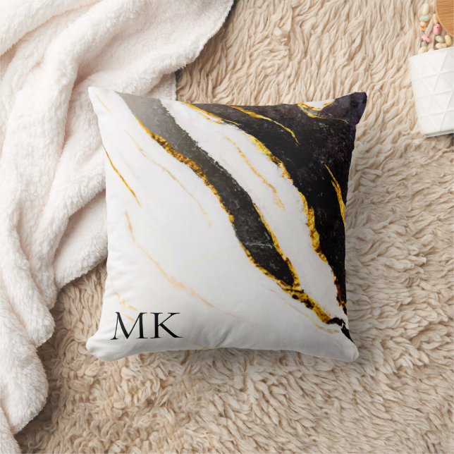 Almofada Mármore Negro e Branco (Cobertor)