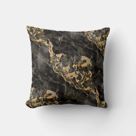 Almofada mármore preto com textura dourada