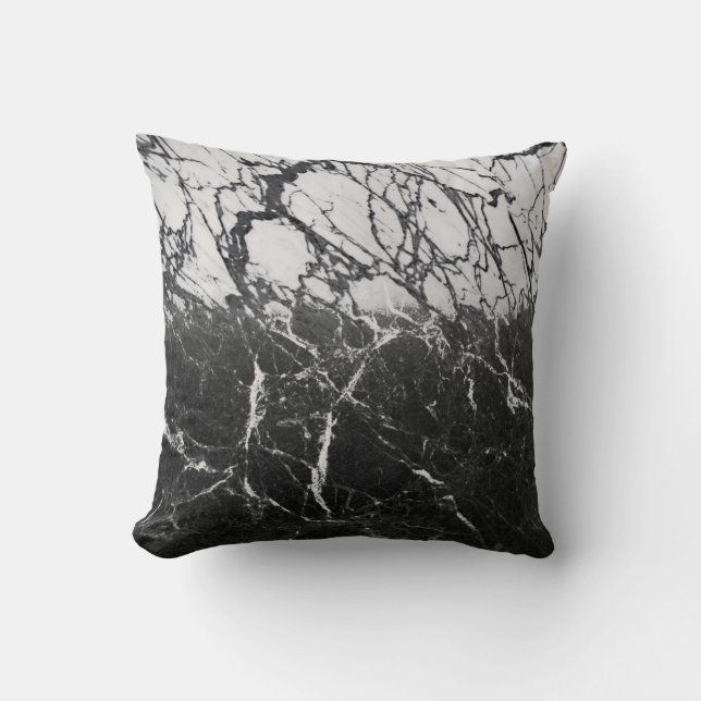 Almofada Mármore Preto e Branco Moderno Glamouroso Tendênci (Frente)
