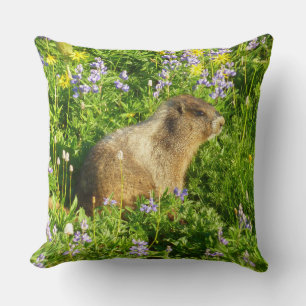 Almofada Marmot no Monte Rainier Wildflower