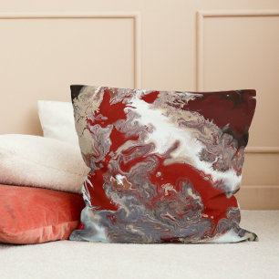 Almofada Maroon Red Cinza Art Marble