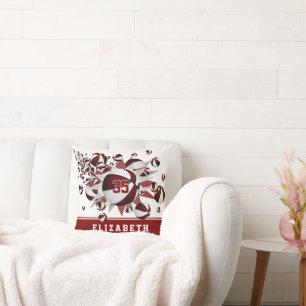 Almofada maroon white sport room raparigas basketball estre