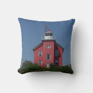 Almofada Marquette Harbor Lighthouse travesseiro de um lado