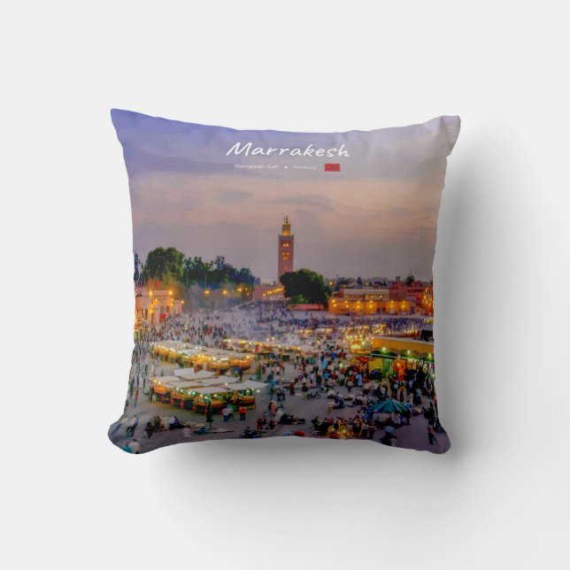 Almofada Marraquexe, Marrocos - Praça Jemaa el Fnaa (Frente)