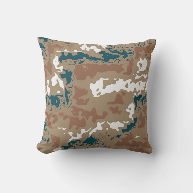 Almofada Marrom abstrato Earth Camouflage (Frente)