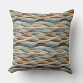 ALMOFADA MARROM BEGE VERDE TEAL ONDAS ABSTRATAS