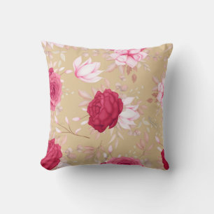 Almofada Marrom elegante, floral rosa