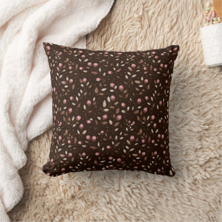 Almofada Marrom Rosa Borgonha Branco Floral Botânico Boho