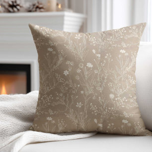 Almofada Marrom Taupe Elegante Flor