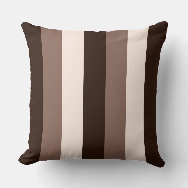 Almofada Marrons & design listrado vertical do creme (Frente)
