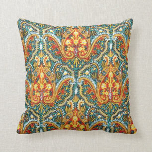 Almofada Marroquino Paisley no azul do Aqua e na laranja da
