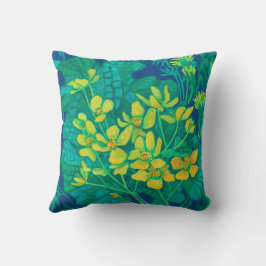 Almofada Marsh Marigold Summer Wildflower Pintura Floral