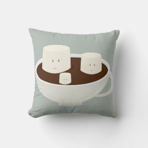 Almofada Marshmallows de sorriso no chocolate quente