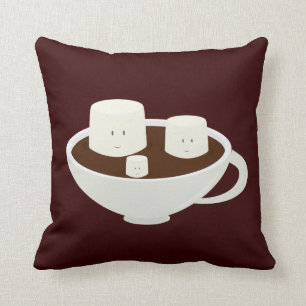 Almofada Marshmallows de sorriso no chocolate quente