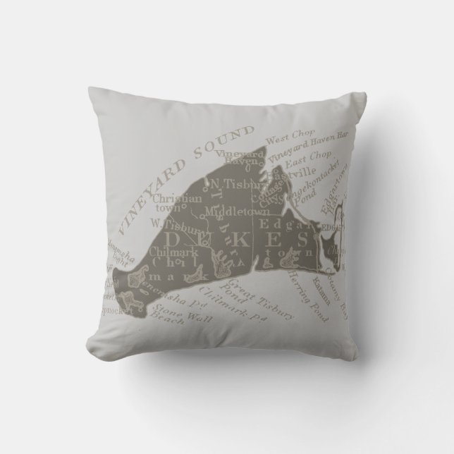Almofada Martha's Vineyard do vintage, cinza (Frente)