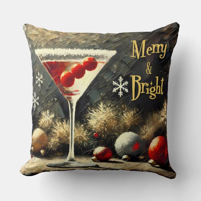 Almofada Martini de Natal de Cranberry Triplo Retro dos Ano (Frente)