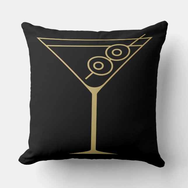 Almofada Martini de Oliva Dourado Moderno de Meados do Sécu (Frente)
