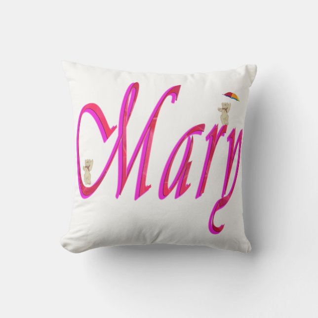 Almofada Mary, Nome, Logotipo, Almoço Branco. (Frente)