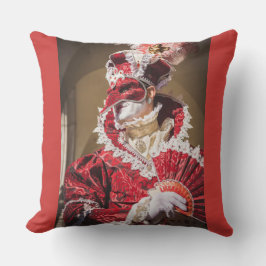 Almofada Máscara de carnaval vermelha em Veneza, Itália