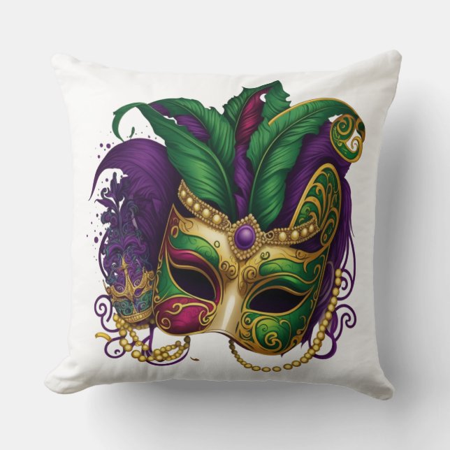 ALMOFADA MÁSCARA DE GRAS MARDI DOURADA PURPER VERDE (Frente)