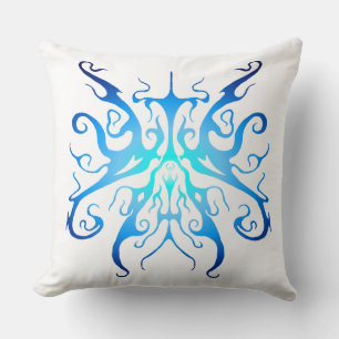 Almofada Máscara Tribal Azul Elegante Design Abstrato